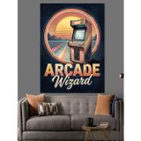 Tablomega Arcade Wizard Retro Oyun Tabelası Dekoratif Kanvas - Mdf Ahşap Tablo