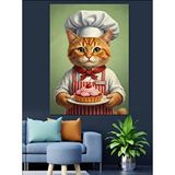 Tablomega Aşçı Kedi Şapka Yemek Dekoratif Kanvas - Mdf Ahşap Tablo