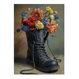 Tablomega Asker Botu Ve Çiçekler Hediyelik Ahşap Tablo 35cm X50cm