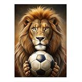 Tablomega Aslan Ve Futbol Hediyelik Ahşap Tablo 25cmx 35cm