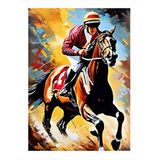 Tablomega At Yarışı Desenli Ahşap Tablo 35cm X50cm