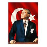 Tablomega Atatürk Ve Türk Bayrağı Desenli Mdf Tablo 35cm X50cm