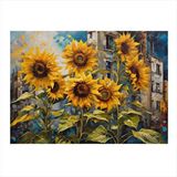 Tablomega Ay Çiçeği Desenli Ahşap Tablo 35cm X50cm