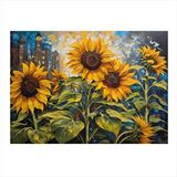 Tablomega Ay Çiçekleri Desenli Ahşap Tablo 25cmx 35cm