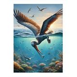 Tablomega Balık Avlayan Pelikan Mdf Poster 35cm X50cm