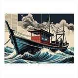 Tablomega Balıkçı Teknesi Ve Balıkçı Mdf Poster 35cm X50cm