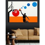 Tablomega Basketbol Oynayan Soyut Figür Dekoratif Kanvas - Mdf Ahşap Tablo