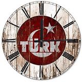 Tablomega Bayrak Eski Türk Yazısı Çatlak Zeminde Akarlı 30 X 30 cm Duvar Saati