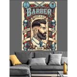 Tablomega Berber Dükkanı Retro Poster Dekoratif Kanvas - Mdf Ahşap Tablo