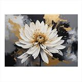 Tablomega Beyaz Çiçek Desenli Ahşap Tablo 35cm X50cm