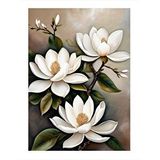 Tablomega Beyaz Çiçekler Modern Ahşap Tablo 35cm X50cm