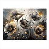 Tablomega Beyaz Gelincik Çiçekleri Hediyelik Ahşap Tablo 35cm X50cm