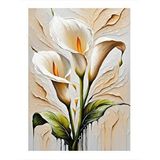 Tablomega Beyaz Laleler Dekoratif Ahşap Tablo 35cm X50cm