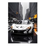 Tablomega Beyaz Spor Araba Mdf Poster 25cmx 35cm