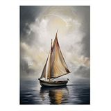 Tablomega Beyaz Yelkenli Kayık Mdf Poster 25cmx 35cm