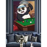 Tablomega Bilardo Masası Panda Dekoratif Kanvas - Mdf Ahşap Tablo