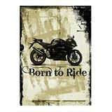 Tablomega Born To Ride Motosiklet Temalı Desenli Ahşap Tablo 25cmx 35cm