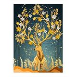 Tablomega Boynuzları Çiçekli Geyik Art Mdf Poster 35cm X50cm