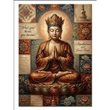 Tablomega Buda Heykeli Ve Kutsal Çiçek Desen Dekoratif Kanvas - Mdf Ahşap Tablo