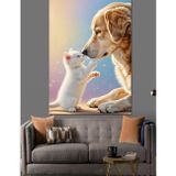 Tablomega Burun Buruna Kedi Köpek Dekoratif Kanvas - Mdf Ahşap Tablo