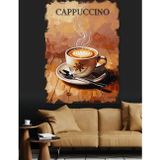 Tablomega Cappuccino Kahve Fincanı Resmi Dekoratif Kanvas - Mdf Ahşap Tablo