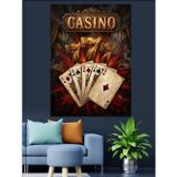 Tablomega Casino Şans Oyunları Retro Tabelası Dekoratif Kanvas - Mdf Ahşap Tablo