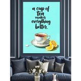 Tablomega Çay Fincanı Yazılı Poster Dekoratif Kanvas - Mdf Ahşap Tablo