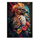 Tablomega Çiçek Ve Kartal Desenli Ahşap Tablo 25cmx 35cm