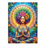 Tablomega Çiçekler Güneş Ve Yoga Yapan Kadın Art Mdf Tablo 25cmx 35cm