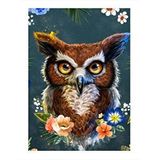 Tablomega Çiçekler Ve Baykuş Hediyelik Ahşap Tablo 25cmx 35cm
