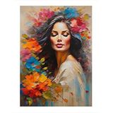 Tablomega Çiçekler Ve Kadın Modern Ahşap Tablo 35cm X50cm