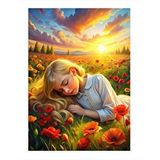 Tablomega Çiçeklere Yatan Kız Mdf Poster 25cmx 35cm