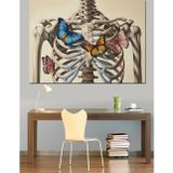 Tablomega Çiçekli Kaburga Anatomik Sanat Dekoratif Kanvas - Mdf Ahşap Tablo
