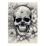 Tablomega Çiçekli Kuru Kafa Modern Ahşap Tablo 35cm X50cm