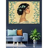 Tablomega Çiçekli Saçlı Vintage Kadın Dekoratif Kanvas - Mdf Ahşap Tablo