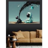 Tablomega Çölde Yürüyen Astronot Figürü Dekoratif Kanvas - Mdf Ahşap Tablo