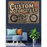 Tablomega Custom Motosiklet Retro Tabela Dekoratif Kanvas - Mdf Ahşap Tablo