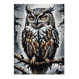 Tablomega Daldaki Baykuş Desenli Ahşap Tablo 25cmx 35cm