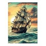 Tablomega Dalgalarda Sallanan Retro Gemi Hediyelik Ahşap Tablo 35cm X50cm