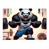 Tablomega Dambıl Kaldıran Panda Art Mdf Tablo 35cm X50cm