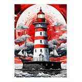 Tablomega Deniz Feneri Desenli Ahşap Tablo 25cmx 35cm