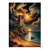 Tablomega Deniz Feneri Ve Kumsal Hediyelik Ahşap Tablo 25cmx 35cm