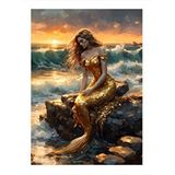 Tablomega Deniz Kızı Desenli Ahşap Tablo 25cmx 35cm
