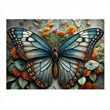 Tablomega Desenli Kelebek Ve Çiçekler Hediyelik Ahşap Tablo 25cmx 35cm