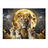 Tablomega Dolunay Ve Aslan Ailesi Hediyelik Ahşap Tablo 25cmx 35cm