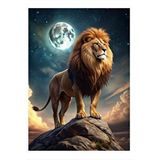 Tablomega Dolunay Ve Aslan Dekoratif Ahşap Tablo 25cmx 35cm
