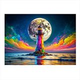 Tablomega Dolunay Ve Deniz Feneri Model Ahşap Tablo 25cmx 35cm