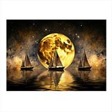 Tablomega Dolunay Veya Yelkenli Tekneler Hediyelik Ahşap Tablo 35cm X50cm