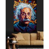 Tablomega Einstein Renkli Pop Art Dekoratif Kanvas - Mdf Ahşap Tablo