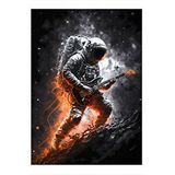 Tablomega Elektro Gitar Çalan Astronot Model Ahşap Tablo 25cmx 35cm